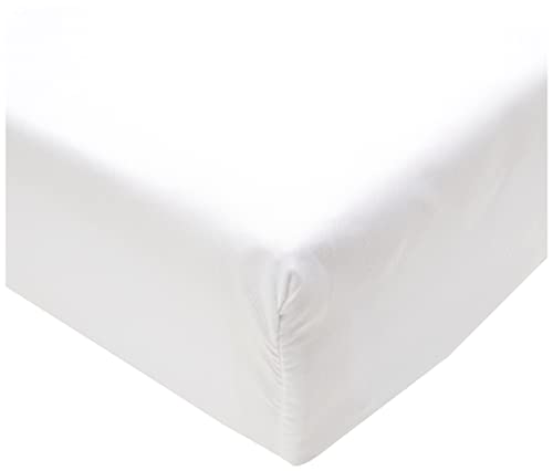 Amazon Basics - Lenzuolo con angoli in microfibra, 160 x 200 x 30 cm, Bianco brillante