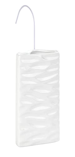 WENKO Umidificatore con motivo Onde ceramica - Umidificatore per ambiente con struttura ad onde, adatto per radiatore tubolare, Ceramica, 9 x 19.5 x 4 cm, Bianco
