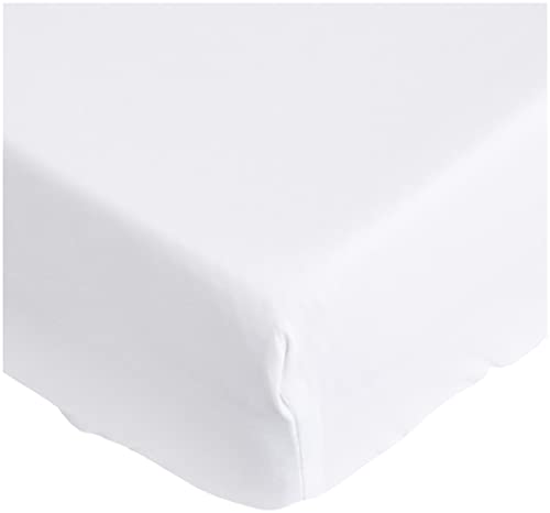 Amazon Basics - Lenzuolo con angoli in microfibra, 90 x 200 x 30 cm, Bianco brillante