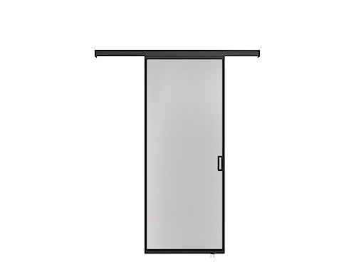 Vente-unique - Porta scorrevole esterno muro H205 cm x L83 cm Vetro temperato fumé - LINCI