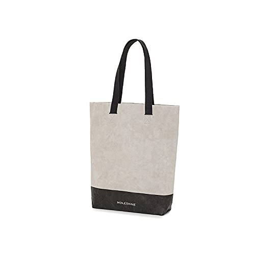 Moleskine Go Shopper Borsa in Carta Personalizzabile con Manici in Cotone Nero, Dimensione 28 x 40 x 8 cm, Bianco