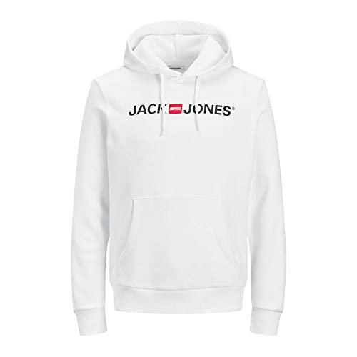 JACK & JONES Jjecorp Logo Sweat Hood Noos Regular Fit Felpa con Cappuccio, White, L Uomo