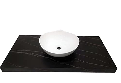GT-LUX Piano di appoggio da bagno in pietra sinterizzata per lavabi d’arredo 1000X500X80 MM vari colori a scelta (NERO)