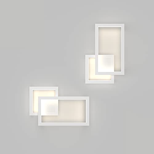 Klighten 2 pezzi, applique LED, 20W, 1960LM, lampada da parete moderna per interni, Bianco naturale 4500K,lampada da notte per camera da letto, soggiorno, bianco