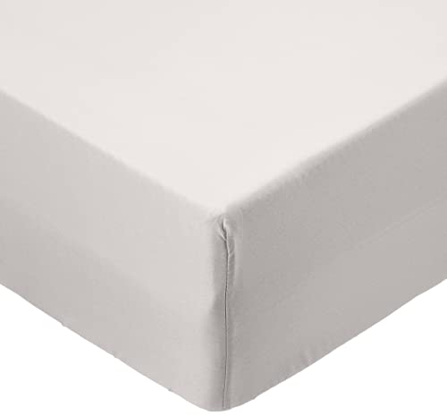 Amazon Basics - Lenzuolo con angoli in microfibra, 90 x 190 x 30 cm, Grigio chiaro