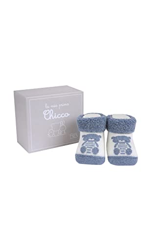 Chicco Scatola con babbucce, Calze Unisex 0-24, Blu, taglia unica