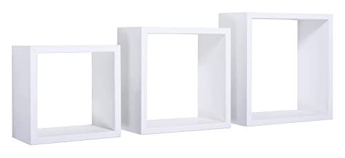 MODULARREDO | INCUBO Set di 3 Mensole da Muro, 35x35 p15.5 cm 30x30 p15.5 cm e 25x25 p15.5 cm, Bianco
