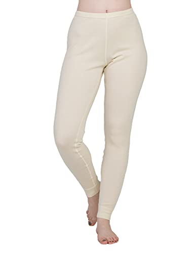 LAPASA Donna 100% Lana Merino Leggings Termici Peso Medio Lunghi Traspiranti Pantaloni L49 Bianco Sporco XL