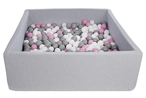 Velinda Piscina gioco, piscina secca bambino palle palline 600, ca. 120x120 cm (Colori delle palline: bianco,rosa chiaro,grigio)