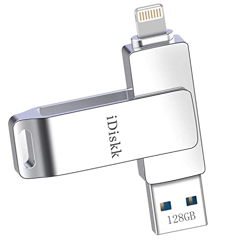 iDiskk 128GB Chiavetta lightning USB per iPhone Chiave fotografica certificata MFi per iPad, pendrive esterna per chiavetta di memoria di backup iPhone per iPad/iPhone Mac e PC
