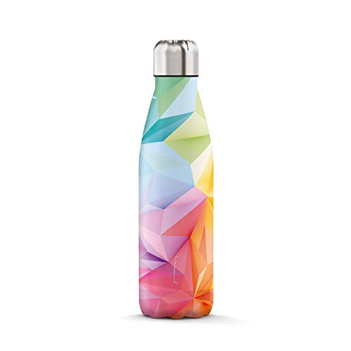 The Steel Bottle - Bottiglia termica in Acciaio Inox, Isolamento sottovuoto a doppia parete, Capacità 500 ml, Chiusura Ermetica, borraccia portatile (ART#3 Geometric Color)