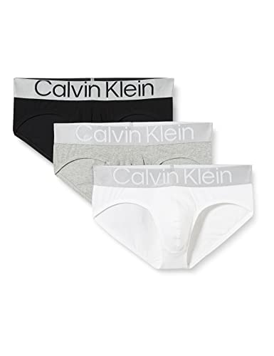 Calvin Klein Hip Brief 3Pk Boxer Corti, Multicolore (Black/White/Grey), S (Pacco da 3) Uomo