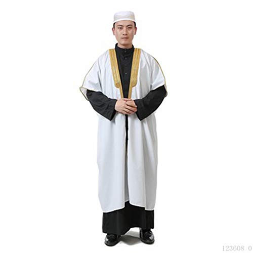 DEWUFAFA Adottiti, Abiti, Vestiti Emirati Arabi, Vestiti di Laurea Musulmana, Vestiti di lezione di Lino (Color : White, Size : One Size)