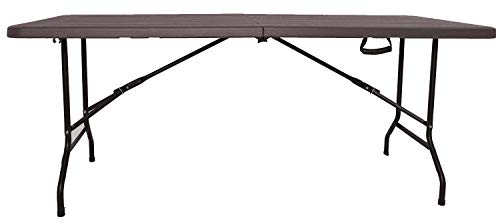 XONE Tavolo pieghevole stampo legno dark con struttura in metallo e piano in resina, dimensioni tavolo 180x75,5x74cm, per interni e giardino