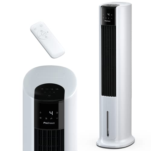 Pro Breeze 7L Raffrescatore Evaporativo e Ventilatore a Torre Portatile - 105 cm. Con 3 Velocità della Ventola, Telecomando, Oscillazione Automatica e Timer
