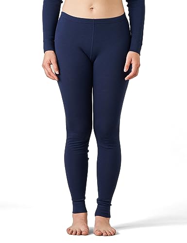 LAPASA Donna 100% Lana Merino Leggings Termici Peso Medio Lunghi Traspiranti Pantaloni L49 Blu Navy (Pantaloni) M