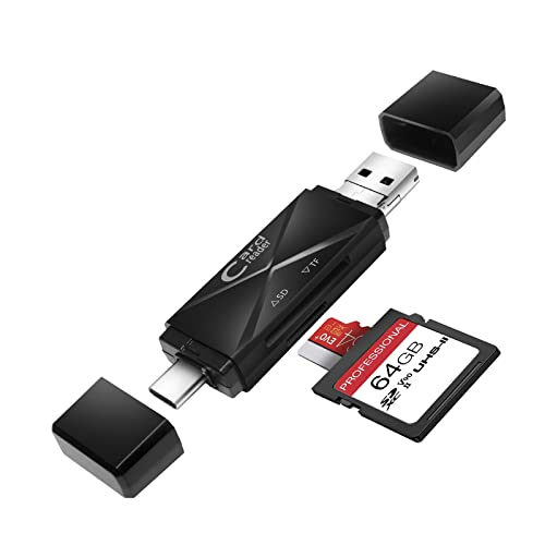 Lettore di Schede, Tipo C Lettore di schede e micro USB 2.0, Adattatore da USB C a Scheda SD/Micro SD(TF) per Computer, Smartphone, Tablet con Funzione OTG.