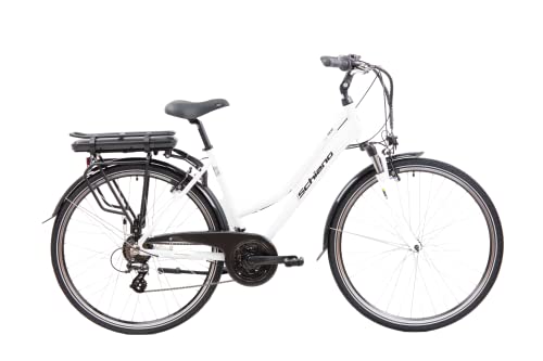 F.lli Schiano E-Ride 28'', Bicicletta Elettrica da Città, Donna, Bianca