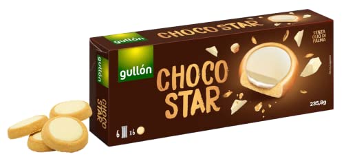 Gullon Choco Star Biscotto Ripieno di Crema e Ricoperto con Cioccolato Bianco, 235g NOVITA' PACK 2023