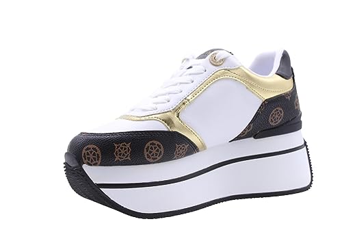 Guess Scarpe Donna Sneaker camrio Platform White/Brown multilogo D24GU06 FL7CMRFAL12 (Numeric_38)