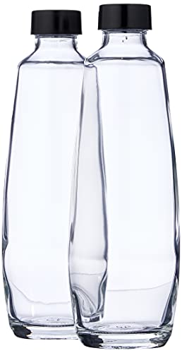 Sodastream Bipack Bottiglie di Vetro da 1L compatibili con gasatore Duo 2x1L, Nero, 10x19.5x29