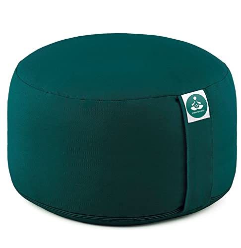 Present Mind Cuscino Meditazione Extra Alto (Altezza 20 cm) - Colore: Verde Smeraldo - Cuscino Yoga Alto/Cuscino da Meditazione - Prodotto UE - Fodera Lavabile - Cuscino Yoga Meditazione Naturale