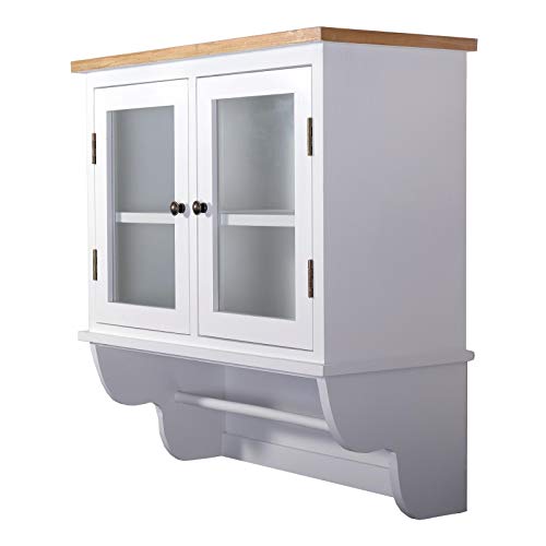 VILLA ARMADIO 'IDA' | bianco, con porta in vetro, 74 cm | armadietto da cucina