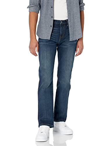 Amazon Essentials Jeans Bootcut Elasticizzati con Taglio Dritto Uomo, delavé Scuro, 34W / 30L