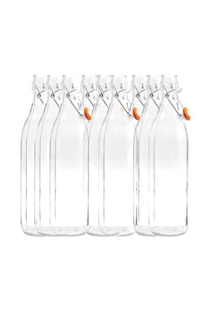 Emporio Enologico Vesuviano Set da 12 Bottiglia Costolata in Vetro con Tappo Ermetico 1 L