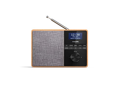Philips R5505/10 Radio Portatile con Bluetooth, Cabinet in Legno, DAB+/FM, Driver Dell'altoparlante Full-Range da 3', Timer Cucina, Alimentazione a Corrente o a Batterie