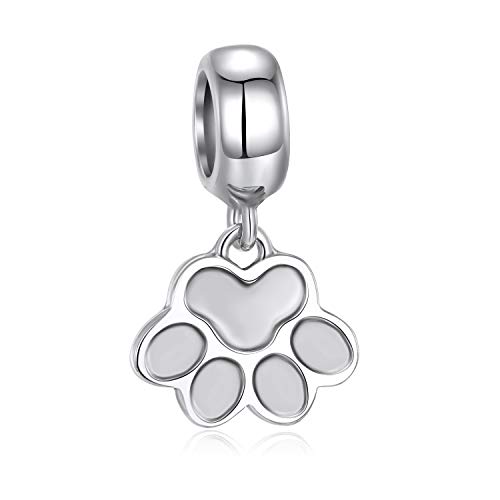Charm in argento Sterling 925 per bracciale in stile Pandora, modello zampina di cane “My Sweet Pet Paw”
