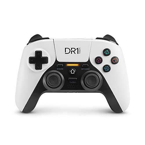 DR1TECH ShockPad II Controller per PS4 / PS3 Wireless - Joystick Gaming DESIGN NEXT-GEN compatibile con PC/IOS - Touch Pad Capacitivo e Doppia Vibrazione (Bianco)