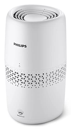 Philips Serie 2000 Umidificazione, Tecnologia NanoCloud, Idrata Ambienti fino a 31 m2, Serbatoio dell'Acqua da 2L, 99,97% in Meno di Batteri, Bianco (HU2510/10)