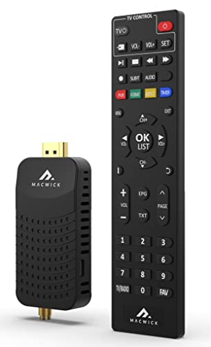 Macwick DVB-T2 Decoder Digitale Terrestre 2023, 1080P H265 HEVC, HD Collegamento HDMI E USB Funzione PVR, Invisibile Nano Tv Stick, Telecomando 2 in 1 Infrarossi, Assistenza Telefonica Italiano