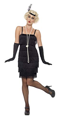 Smiffys Costume da bambina Sleepy Twenties, nero, con abito corto, fascia per capelli e guanti