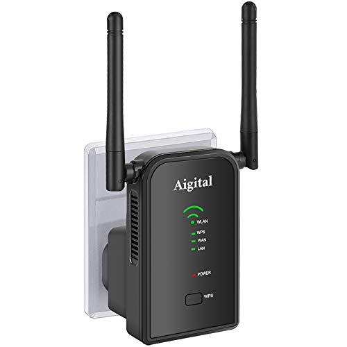 Ripetitore Wi-Fi dalla Grande Portata, WiFi Extender e Access Point,300Mbps Ripetitore Segnale WiFi Casa con Porta LAN, 2 Antenne, WPS, modalità Repeater/Router/AP Compatibile con Modem Fibra e ADSL