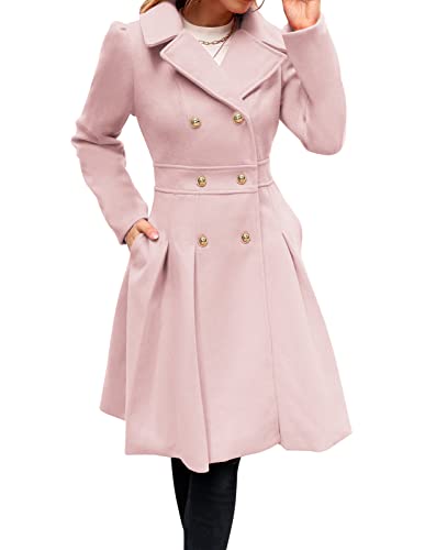 GRACE KARIN Donna a manica lunga Rosa Cappotto Invernale con risvolto a cintura Cappotto Invernale Caldo Giacca Stile Casual Outwear Cappotto M CL0977A21-05