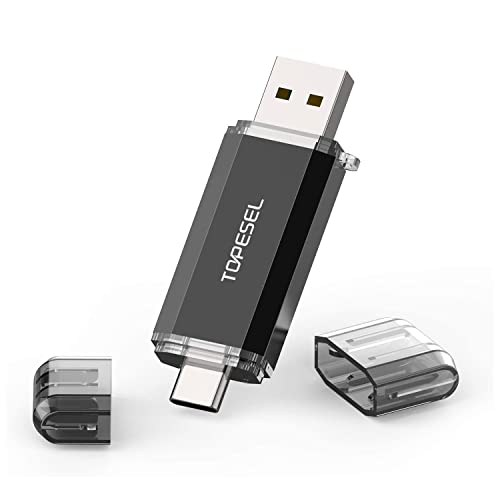 TOPESEL Chiavetta USB C 3.0 64GB, 2 in 1 USB 3.0 Tipo C Dual OTG Pendrive Flash Drive Memoria Stick Pennetta USB C 64 giga Per Type C Smartphones, Laptops,Tablets, Nero