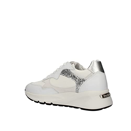 Nero Giardini E218041D Sneakers Donna in Pelle E Camoscio - Bianco 37 EU
