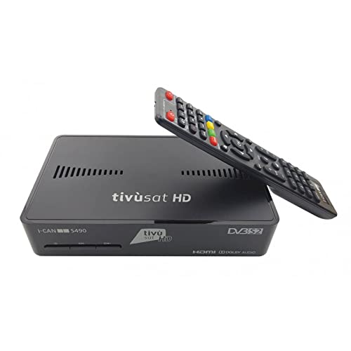 ICAN S490 - Decoder Digitale HD Tivùsat Ricevitore Satellitare HEVC DVBS2 HDMI Dolby TVSat i-Can Media Player, Nero