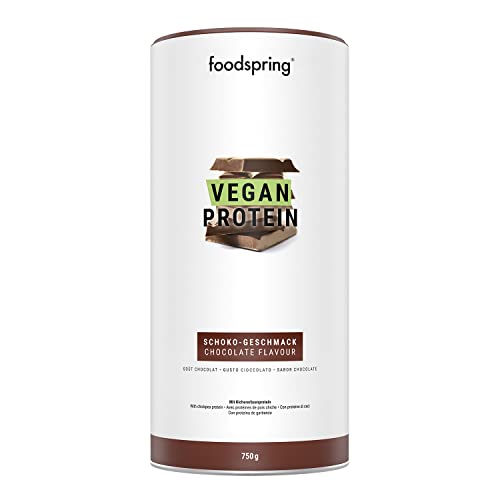foodspring Proteine Vegane Cioccolato - 21g di proteine per shake, B12, B6, acido folico, biotina, calcio e zinco, senza soia e glutine - 750g