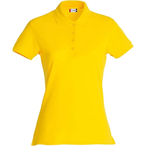CLIQUE - Polo maglietta a mezza manica t-shirt da donna Basic Polo Ladies slim fit con bottoni in cotone primavera/estate in diversi colori e taglie (giallo limone XS)