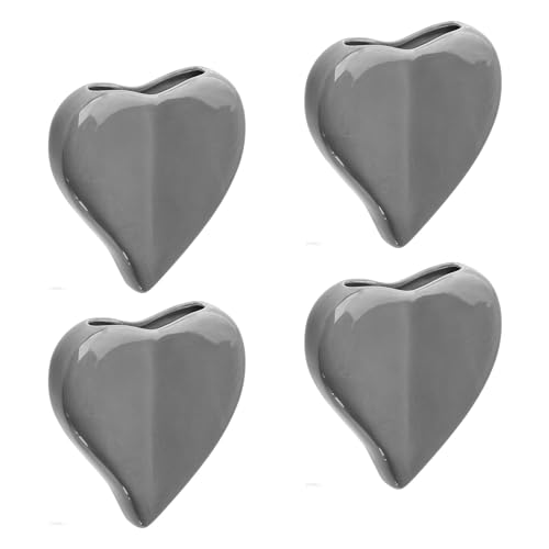 Set di 4 umidificatori a forma di cuore, in ceramica, per il fissaggio al termosifone, colore grigio, diffusore di acqua a1510