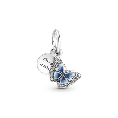 Ciondoli pendenti a forma di farfalla blu per bracciali Pandora, perline in argento sterling, gioielli per l'anniversario, regali per donne e ragazze