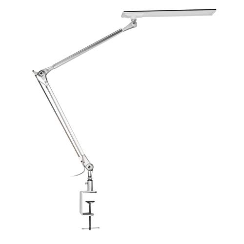 Navaris Lampada LED da scrivania con morsetto - Lampada da tavolo dimmerabile 10w 700 lumen braccio orientabile - Luminosità regolabile luce ufficio - argento