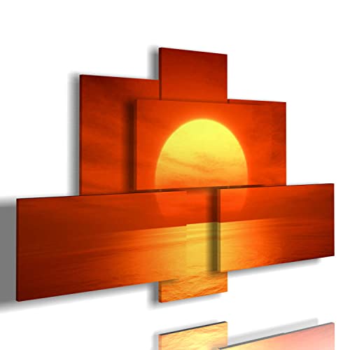 quadro mare moderno e multilivello 3d paesaggi tramonto sole rosso stampa da parete per soggiorno e camera da letto