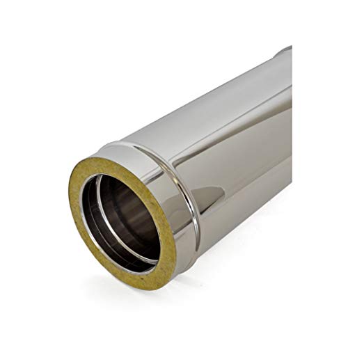 Tubo doppia parete in acciaio inox per canne fumarie L 1000 mm (DN 80-130)