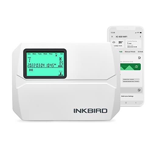 Inkbird IIC-800 Centralina Irrigazione Wifi 8 Zone,Impianto Irrigazione Automatica Giardino,Timer Irrigazione Memoria Non Volatile Integrata,Supporto Modalità Manuale