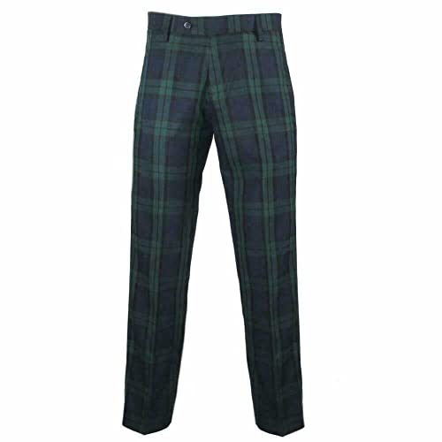 Glasgow Kilt Company - Pantaloni scozzesi da uomo, con orologio scozzese, look reale, di alta qualità, comodi, vestibilità dritta, look elegante, Orologio nero., 58