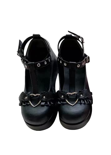 Piattaforma delle Donne Mary Janes Scarpe Sweet Toe Ankle Gothic Platform Dress Décolleté Scarpe Chunky Platform Shoes Scarpe Eleganti in Pelle Verniciata